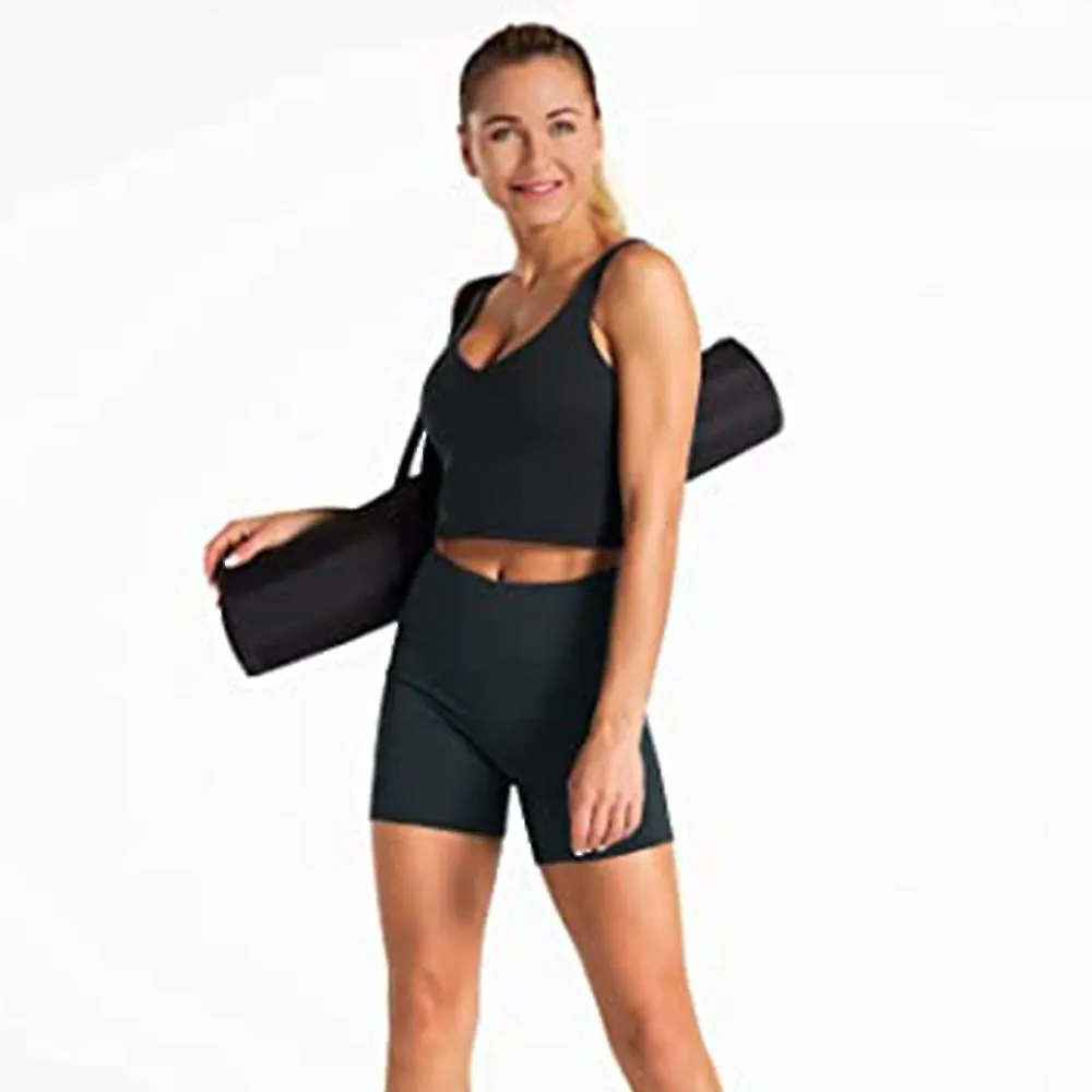 1 Piezas Pantalones cortos de yoga de cintura alta para mujeres con bolsillos laterales Control de barriga Running Gym Workout B