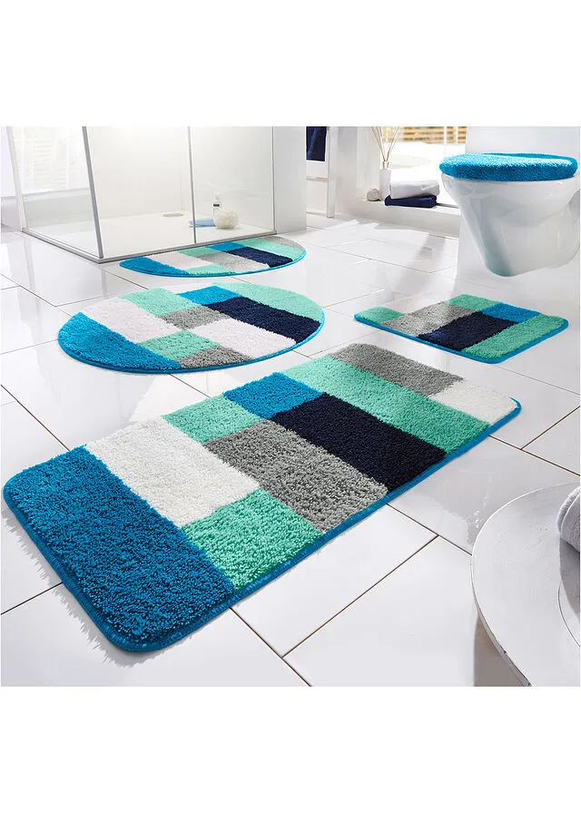 Alfombrilla de baño con diseño de colores Azul petróleo