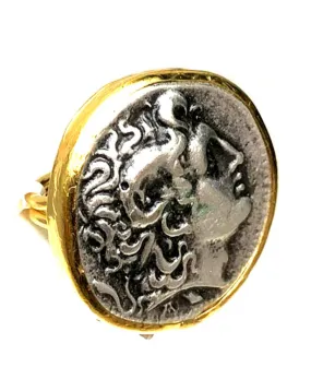 ANILLOS GRANDES DORADOS DE MONEDAS CON BAÑO DE ORO