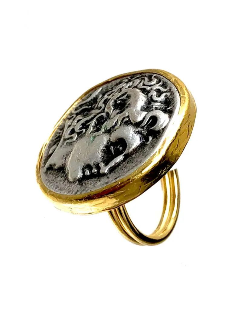 ANILLOS GRANDES DORADOS DE MONEDAS CON BAÑO DE ORO