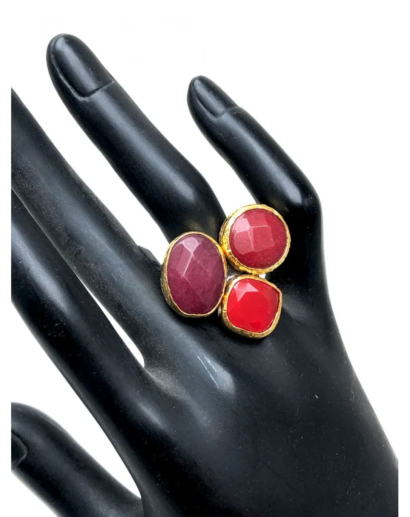 ANILLOS MUJER GRANDES DE PIEDRAS NATURALES ROJAS - JOYAS PARA BODAS