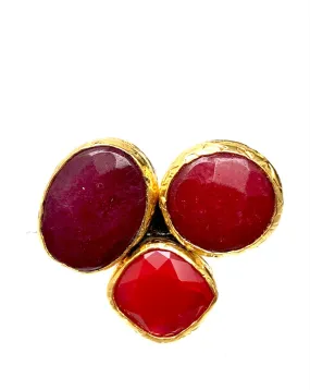 ANILLOS MUJER GRANDES DE PIEDRAS NATURALES ROJAS - JOYAS PARA BODAS