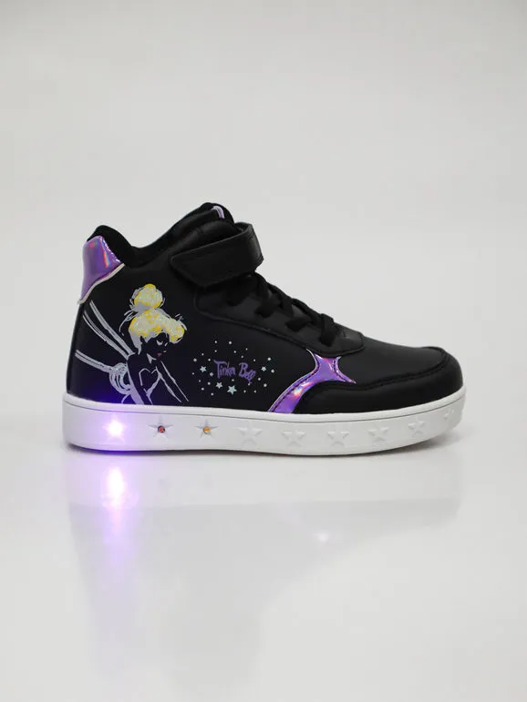 Bacio & Bacio Zapatillas altas para niña con tira y luces.
