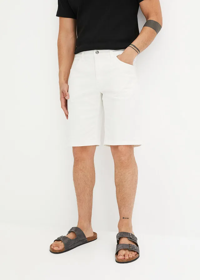 Bermudas elásticas de colores, regular fit Blanco lana