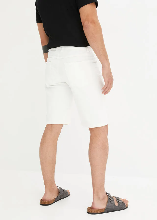 Bermudas elásticas de colores, regular fit Blanco lana