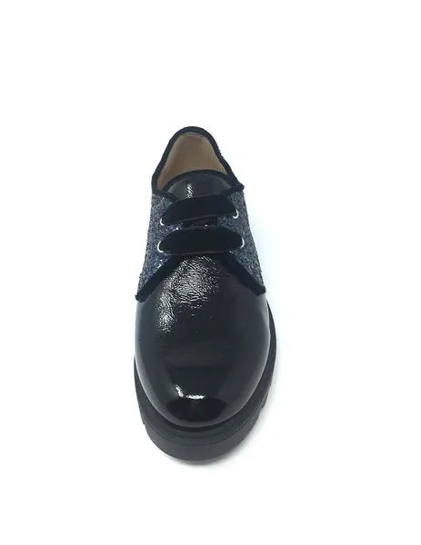 blucher charol negro con gliter