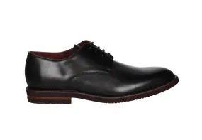 Blucher Liso Piel Negro Vivos y Piso Burdeos