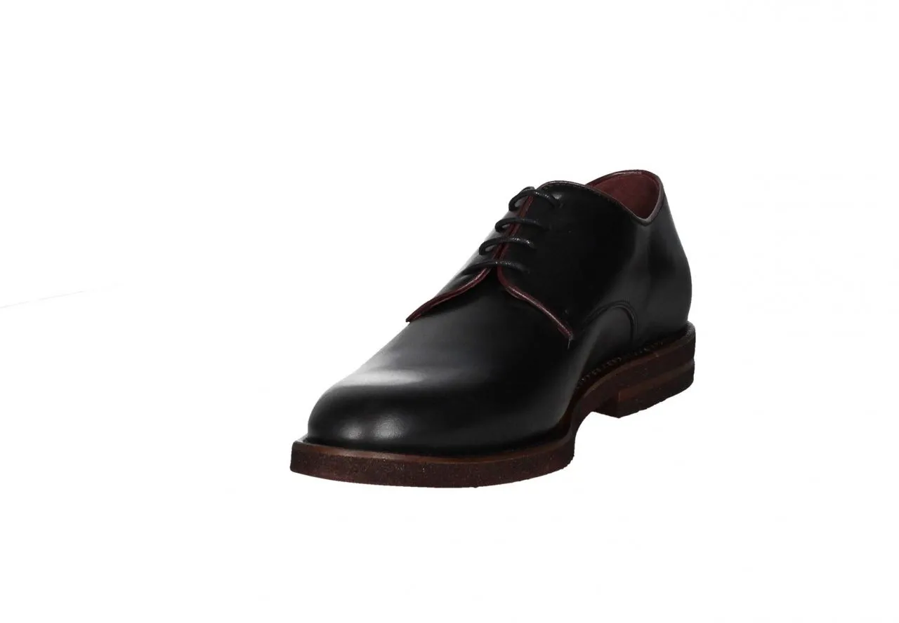 Blucher Liso Piel Negro Vivos y Piso Burdeos