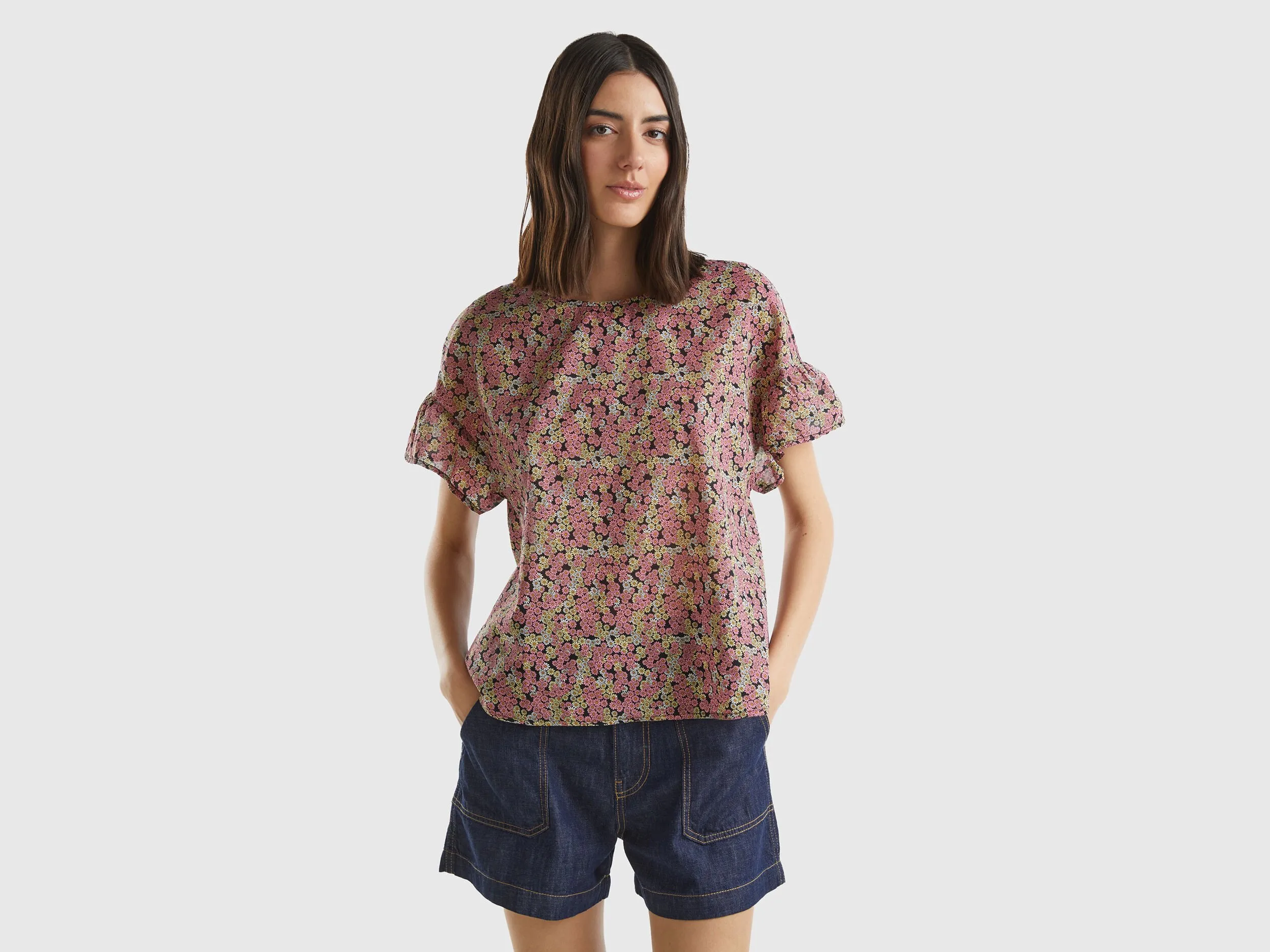 Blusa estampada de algodón ligero