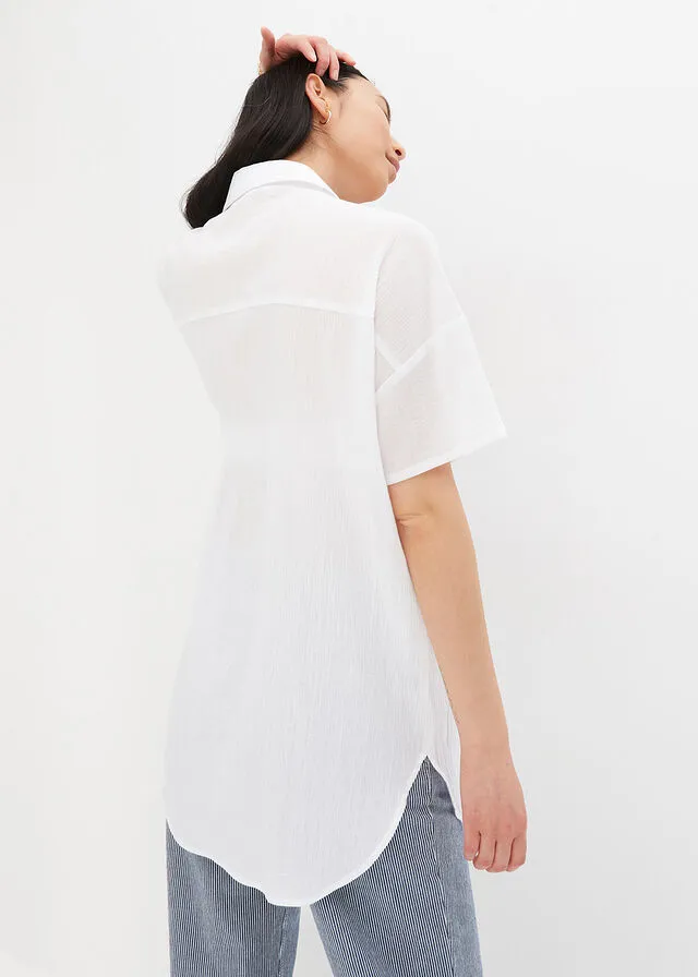 Blusa holgada de algodón con lazo Blanco