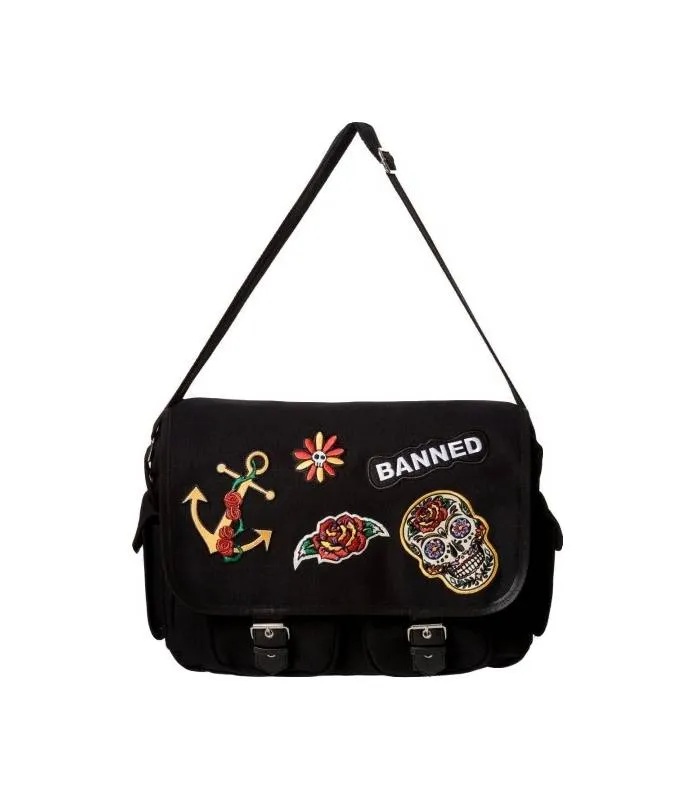 Bolso Amuletos negro con bordados de colores Banned BG7204