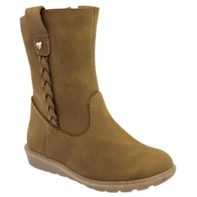 Botas Exterior Sintético Color Camel Para Niña De Ensueño