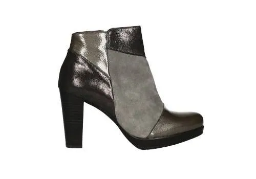 Botin Gris Charol/serraje/piel Piezas Con Cremallera