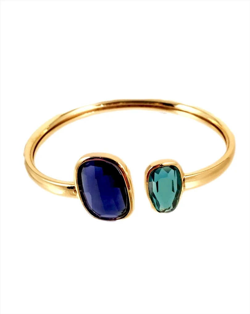 BRAZALETE DORADO CON CRISTALES DE COLOR, (+ COLORES)