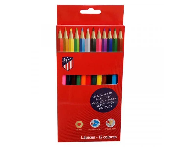 Caja con 12 lápices de colores Atlético de Madrid