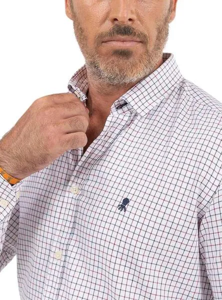 Camisa El Pulpo Caoba Blanca Cuadros para Hombre