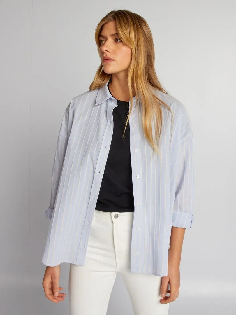 Camisa oversize a rayas - AZUL