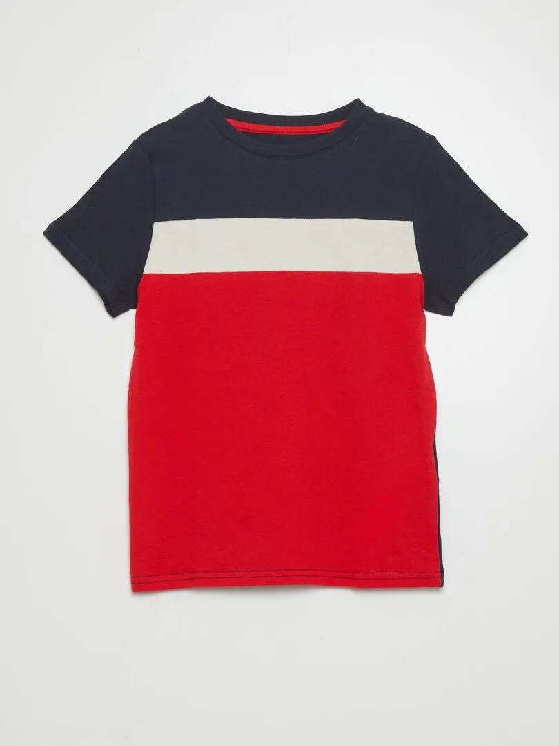 Camiseta colorblock - ROJO