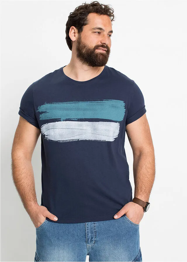 Camiseta con estampado azul marino rayas horizontales