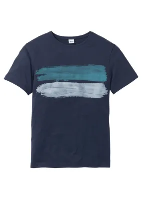 Camiseta con estampado azul marino rayas horizontales