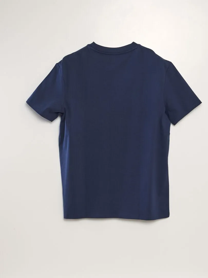 Camiseta de algodón con cuello redondo - Azul