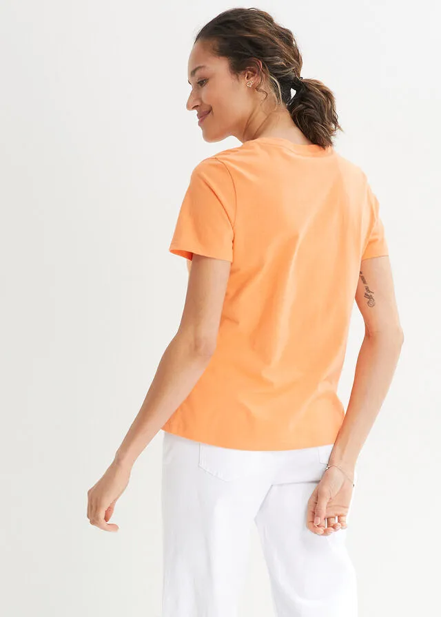 Camiseta de algodón con estampado Naranja suave estampado