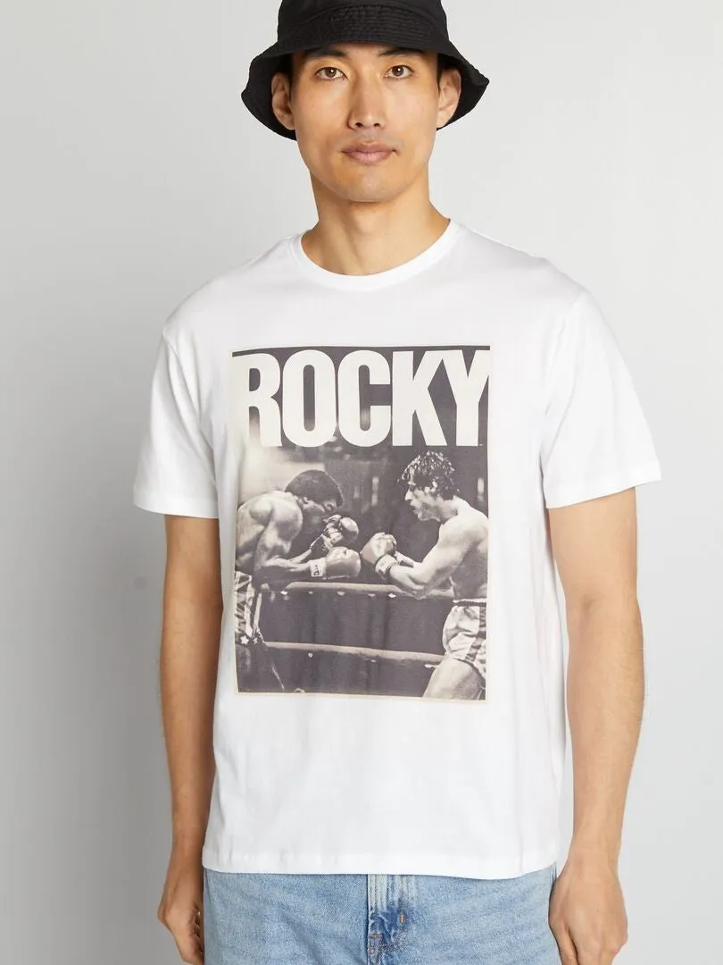 Camiseta de cuello redondo 'Rocky Balboa' - blanco