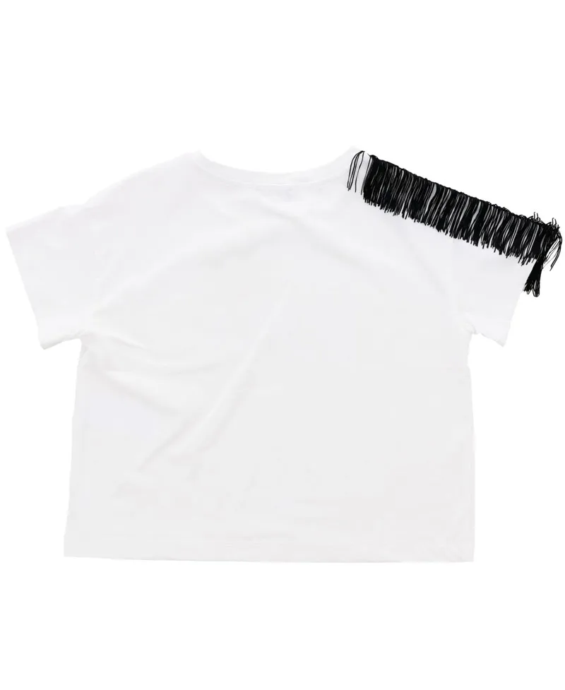 Camiseta MONNALISA Blanca Hombro Flecos