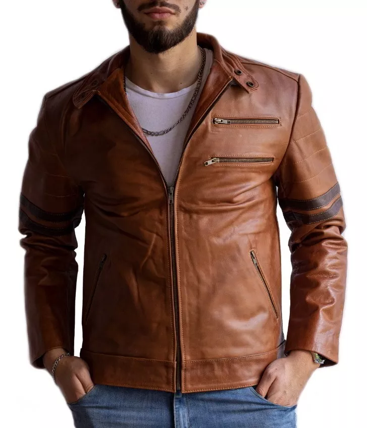 Campera De Cuero Vacuno De Hombre - Modelo: Maxi Combinada