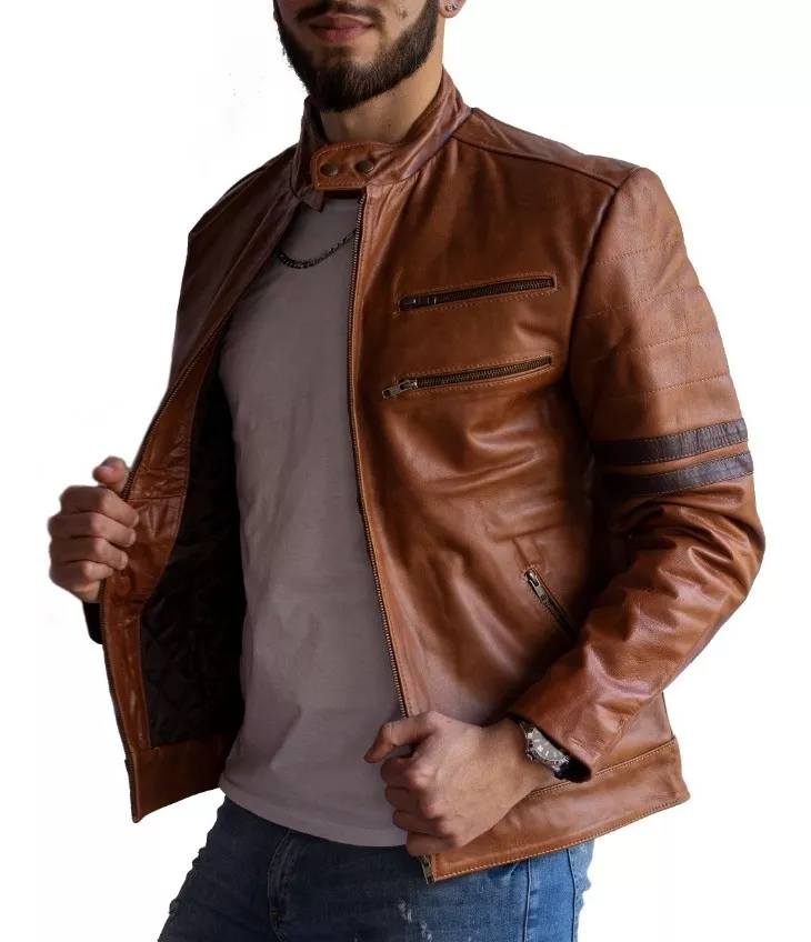 Campera De Cuero Vacuno De Hombre - Modelo: Maxi Combinada