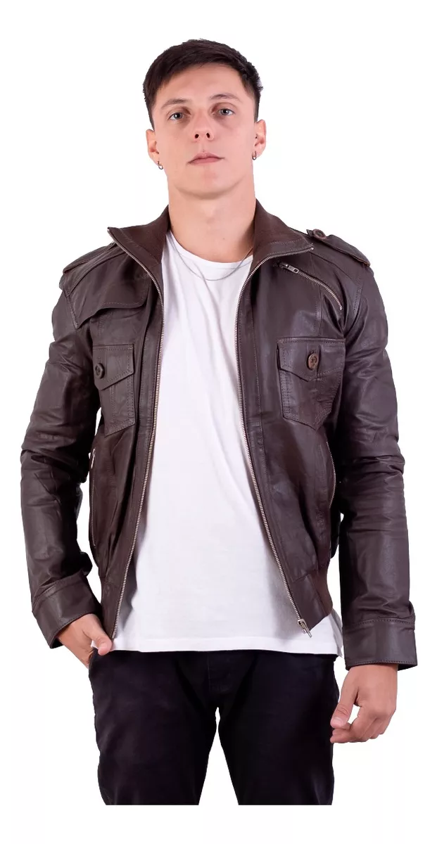 Campera De Cuero Vacuno De Hombre  -  Modelo: Maxi