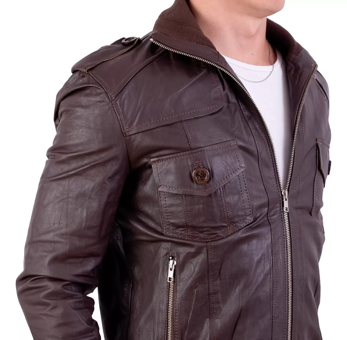 Campera De Cuero Vacuno De Hombre  -  Modelo: Maxi