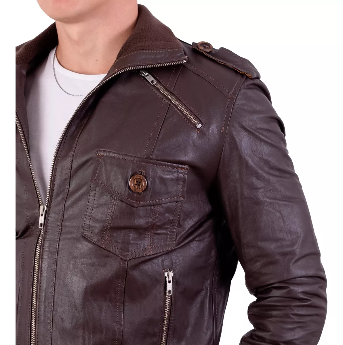 Campera De Cuero Vacuno De Hombre  -  Modelo: Maxi