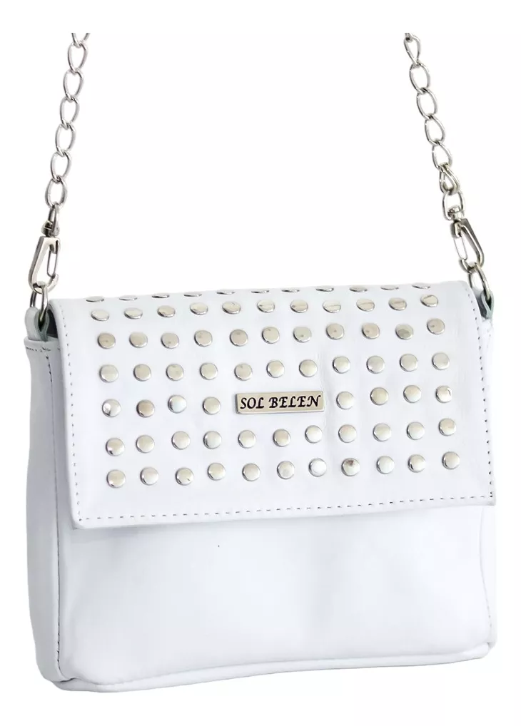 Cartera Bandolera De Cuero Vacuno De Mujer Blanca Moderna  