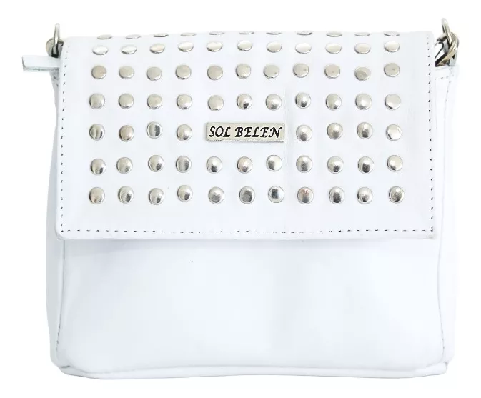 Cartera Bandolera De Cuero Vacuno De Mujer Blanca Moderna  