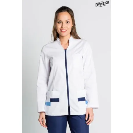 Chaqueta blanca en manga larga con detalles azules