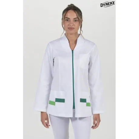 Chaqueta blanca en manga larga con detalles verdes