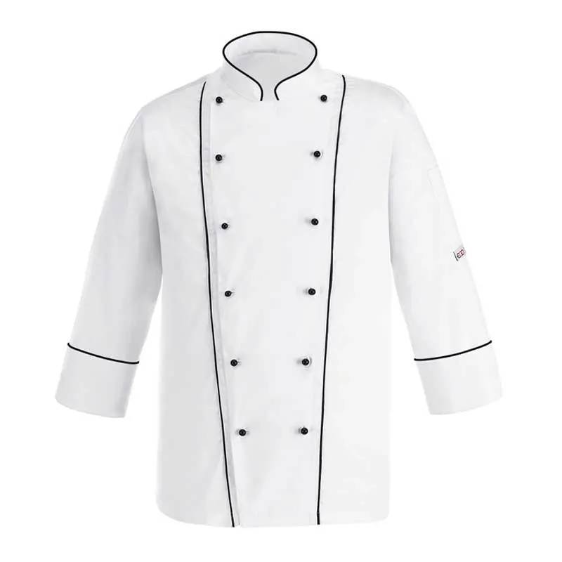 Chaqueta cocina blanca con perfil negro - Egochef