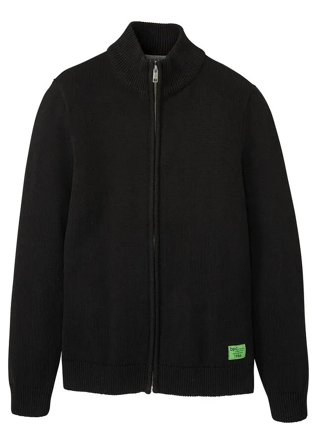 Chaqueta de punto de materiales reciclados con cuello alto Negro