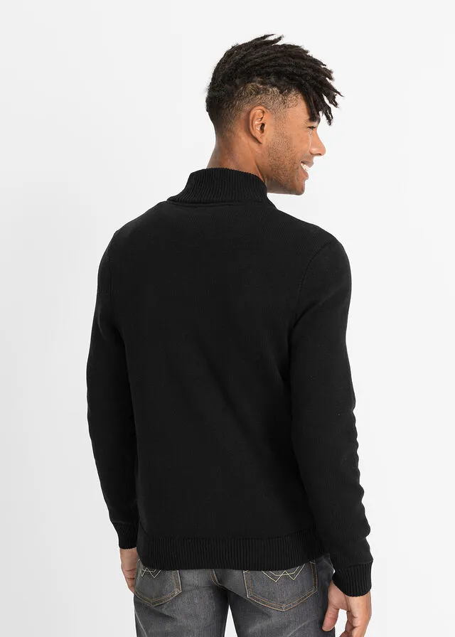 Chaqueta de punto de materiales reciclados con cuello alto Negro