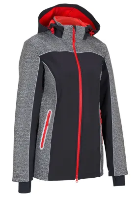 Chaqueta de softshell con detalles reflectantes Gris jaspeado/rojo granate