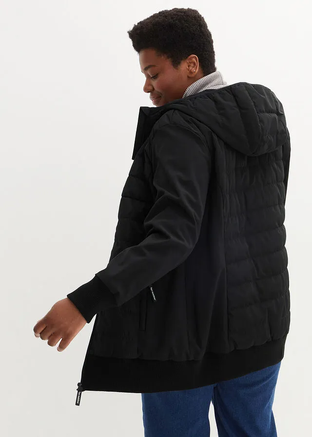 Chaqueta guateada con mezcla de materiales Negro