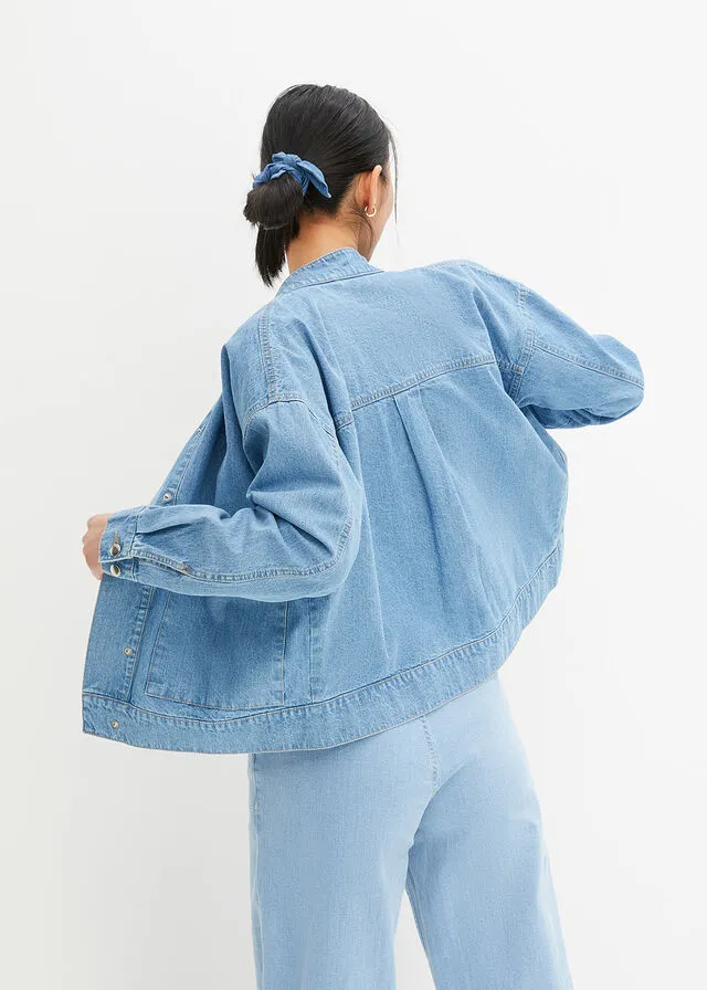 Chaqueta vaquera con detalles tipo cargo Denim claro desgastado