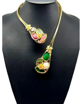 COLLARES DORADOS ORIGINALES CON PIEDRAS DE COLORES