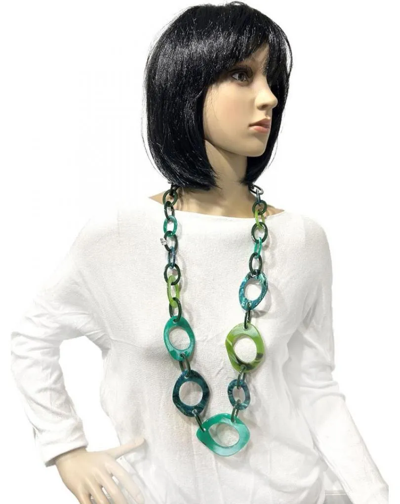 COLLARES VERDES CON ESLABONES GRANDES JUEGO DE FORMAS