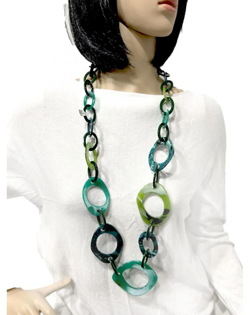 COLLARES VERDES CON ESLABONES GRANDES JUEGO DE FORMAS