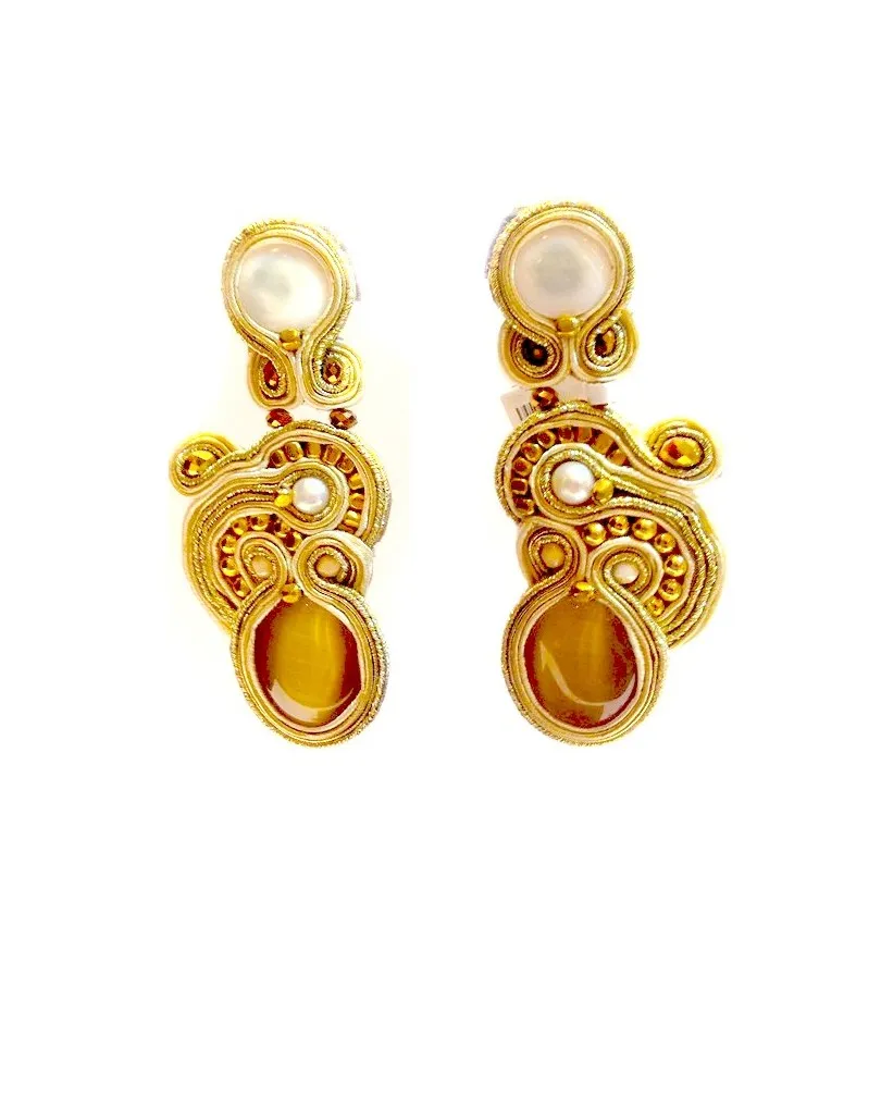 COMPRAR PENDIENTES FLAMENCA GRANDES DORADOS EN SOUTACHE