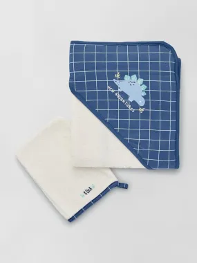 Conjunto de capa de baño + manopla - AZUL