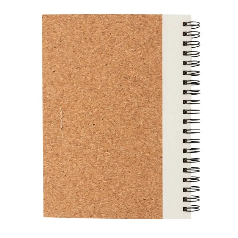 Cuaderno espiral de corcho con bolígrafo