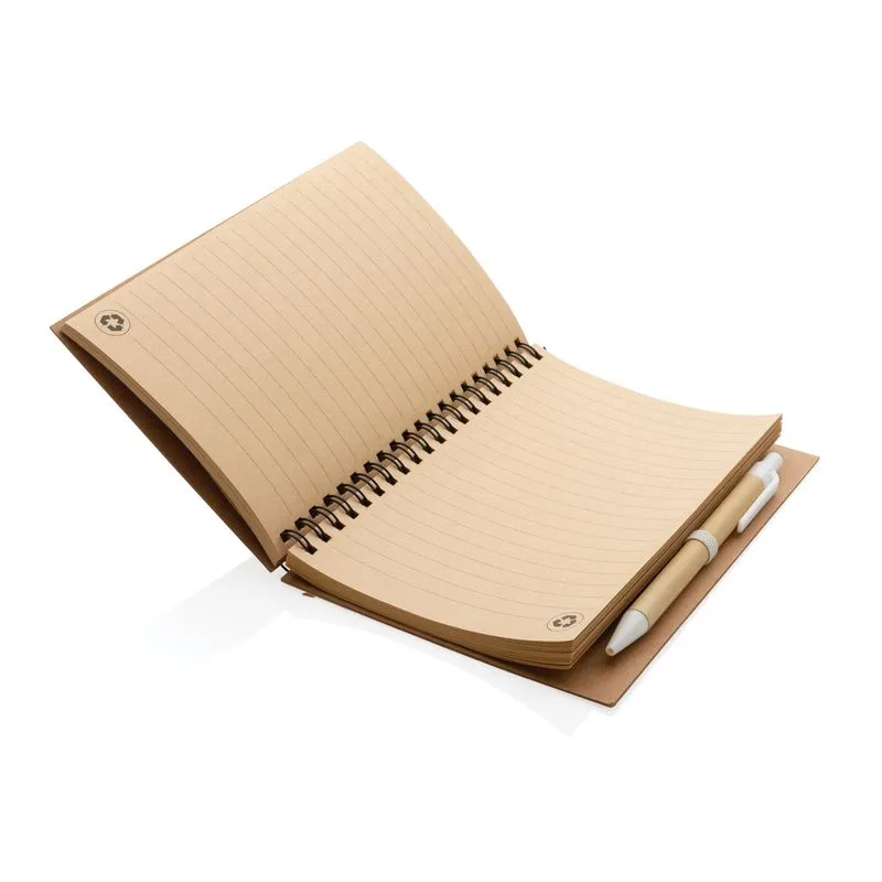 Cuaderno espiral de corcho con bolígrafo